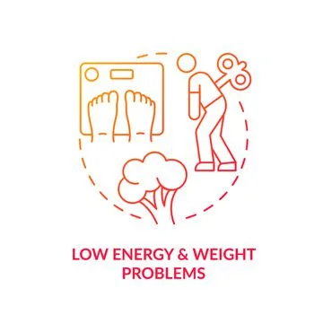 Low energy and weight problems red gradient concept icon Stockillustratie
