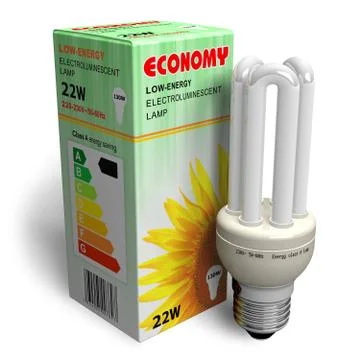 Low-energy lamp with package Stock Illustration