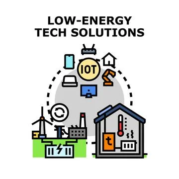 Low energy tech solutions with smart building integration Stockillustratie