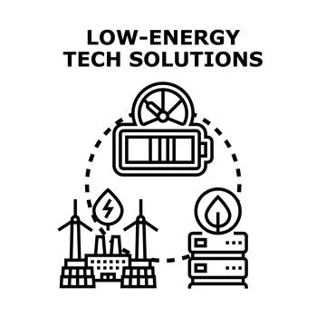 Low energy tech solutions for sustainable green future イラスト素材