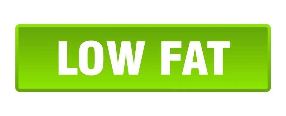 Low fat button. low fat square green push button Stock Illustration
