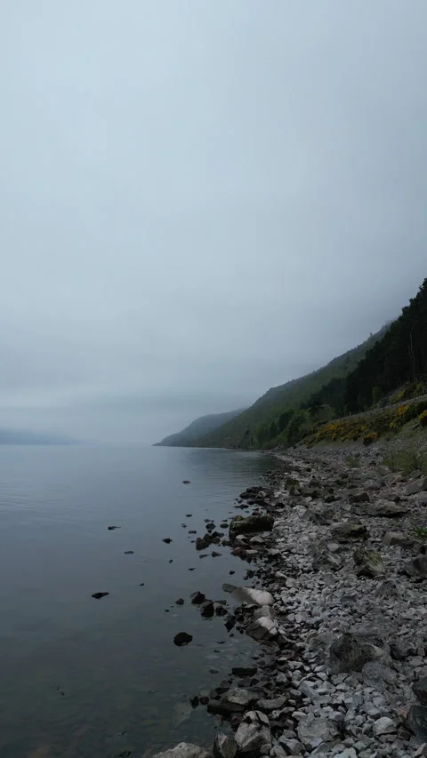 Low Flight Along Loch Ness Coastline – 4K Portrait Drone Footage Stock Footage 319817288