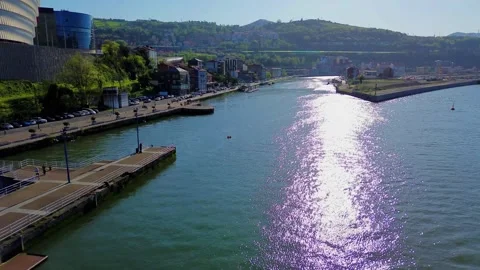 Low Flight in a Beatiful River against the sun Video stock 240103169