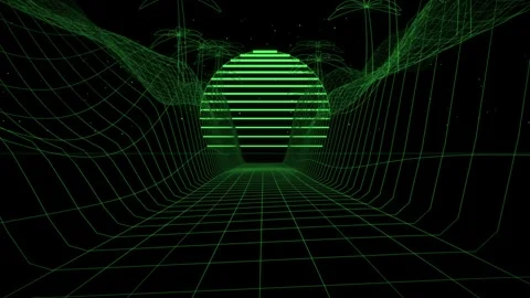 Low Flight Between The Steep Walls Of A Wireframe Canyon Stock-Footage 344513954