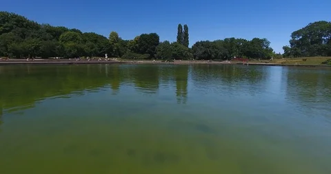 Low Flight. Close To The Water. Flying Over Lake Stock Footage 91257676