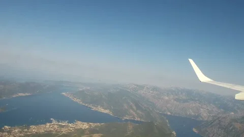 Low flight over Bay of Kotor, Tivat, Montenegro. Summer 2020 Stock Footage 146770177