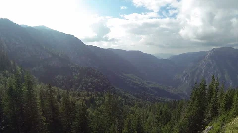 Low flight over beautiful green scenery. Durmitor mountain. Stock Footage 61404476