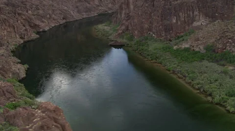 Low flight over Colorado River through Arizona's Black Canyon Stock Footage 59524229