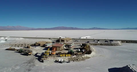 Low flight over facilities of large salt flats jujuy 動画素材 156195831