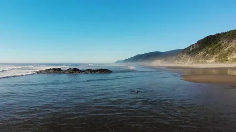 Low Flight over Hobbit Beach in Oregon Video stock 219831743