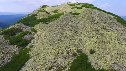 Low flight over mountain ridge. Carpathians. Mountain range of Gorgany Stock Footage