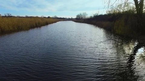 Low flight over the river Stock Footage 70560782