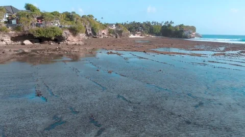 Low flight over rockpools Stock Footage 90125613