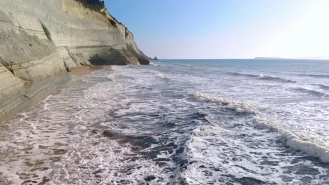 Low flight over waves. Stock Footage 158304644
