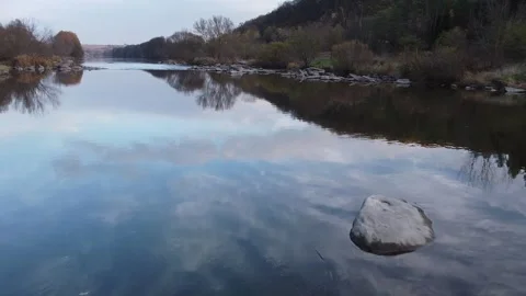 Low Flight under river. Magic nature mirror. Stock Footage 143220564
