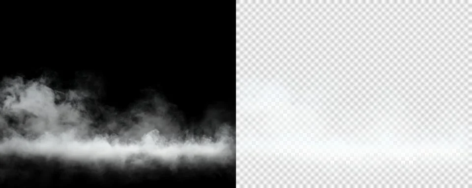Low floating fog layer isolated on transparent background with realistic smoke Illustrazione stock