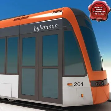 Low-floor light rail vehicle Variobahn Bybanen V2 3D Model