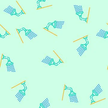 Low-flow showerhead water saving vector seamless pattern Stock Illustration