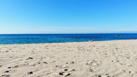 Low fly over beach to the sea 2 Stock Footage 128927710
