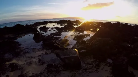 Low fly over tidal pool Stock Footage 56743954
