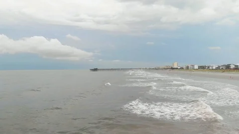 Low Flying Beach Surf Drone Shot Stock Footage 92916026