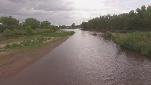 Low Flying Downstream Stock Footage 98847091