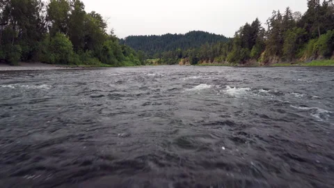 Low-Flying Drone Captures Cleveland Rapids, Oregon's Umpqua River Stock Footage 280870100