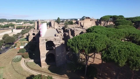 Low flying drone shot over ruins of Palatine Hill. Rome. DJI-0364-06 Stock-Footage 104503230
