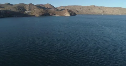 Low flying drone shot of sailing boat oil Baja California Mexico Stock Footage 171147993