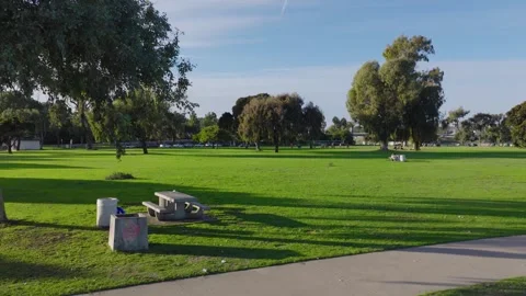Low Flying Drone Through Ski Beach Park Stock Footage 327570513
