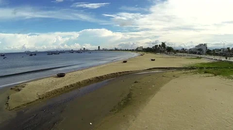 Low Flying Over Danang Beach Stock Footage 44228135