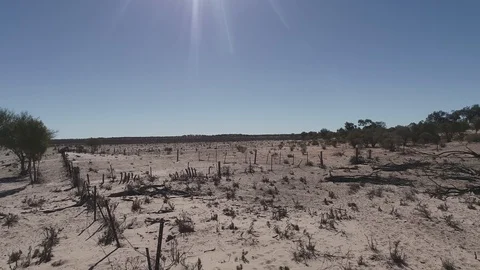 Low flyover of outback with kangaroo Stock Footage 92521918