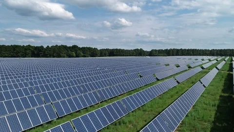 Low Flyover of Solar Farm Stock Footage 114828880