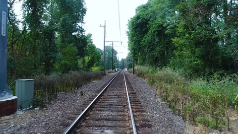 Low Flyover Train Tracks Stock Footage 95261158