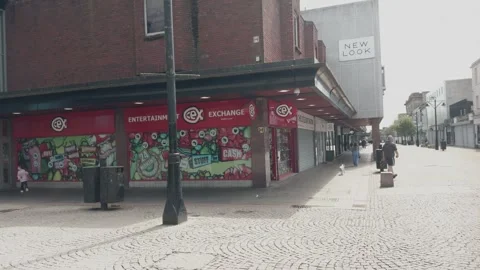 Low Footfall on Kilmarnock Town Centre High Street Video stock 335882879