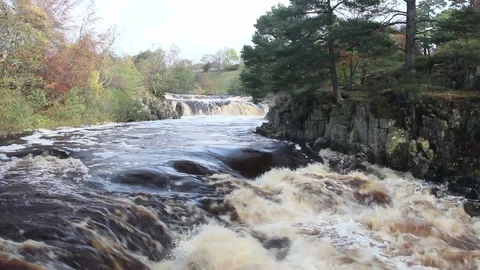 Low Force on the River Tees, Teesdale, County Durham, UK Stock Footage 115180357