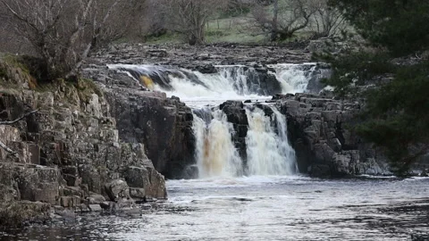 Low Force Waterfall, Bowlees, Teesdale, County Durham, UK Video stock 153022482