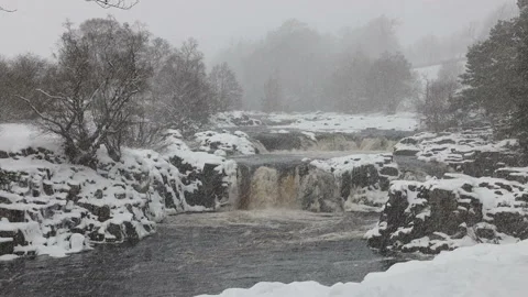 Low Force in Winter, Bowlees, Teesdale, County Durham, UK Stock Footage 148571944