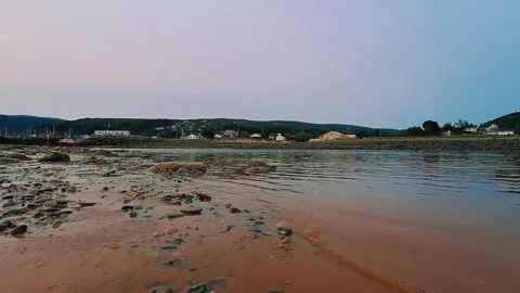 Low Forward Moving Ground Level Shot Of Atlantic Ocean At Low Tide Stock-Footage 255335701
