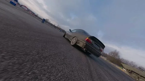 Low FPV Drift Training Run on Gymkhana Track, Milovice Stock Footage 324923174
