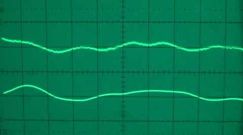 Low frequency on a two channel oscilloscope 01 Stock Footage 37014542