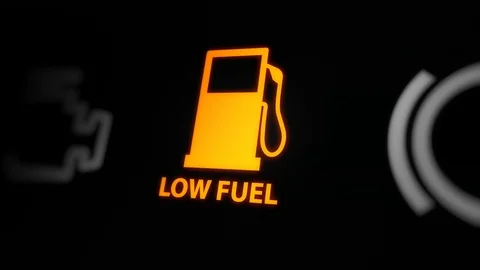 Low Fuel Level Warning Light on Car Dashboard Stock Footage 119221516