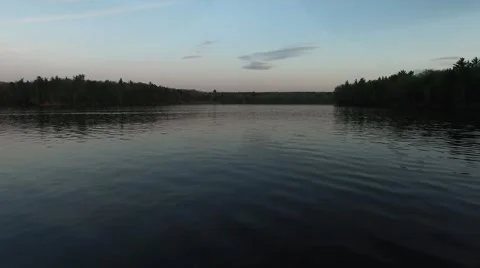 Low Glide Forward Over Water Evening (60p) - Au Sable River, Oscoda Michigan. Video stock 56064267