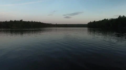 Low Glide Forward Over Water Evening (slow motion) - Au Sable River, Oscoda M Video stock 56064294