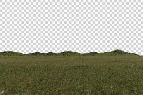 Low grassy plain with a distant, undulating, rocky ridge Stock Photos