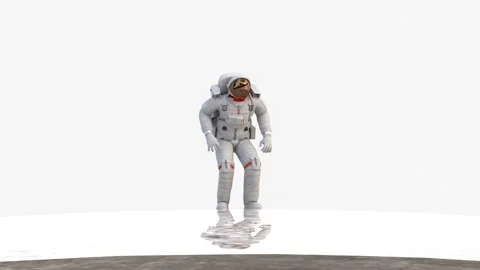 Low gravity jump on moon surface Stock Footage 307388107