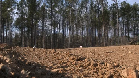 Low ground closeup shot of dirt bikes racing Stock Footage 85841549