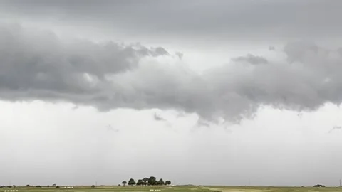 Low Hanging Storm Clouds Over Texas Farmland Stock Footage 336221082