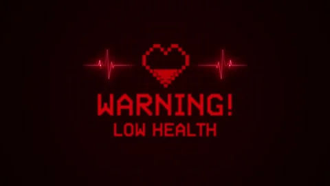 Low Health Warning Animation Pixel Gaming HUD Alert Screen Stock-Footage 336518411