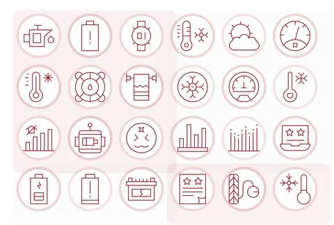 Low High Resolution Vector Icon Pack with 24 Thin Line Grid Fitted Elements Illustrazione stock